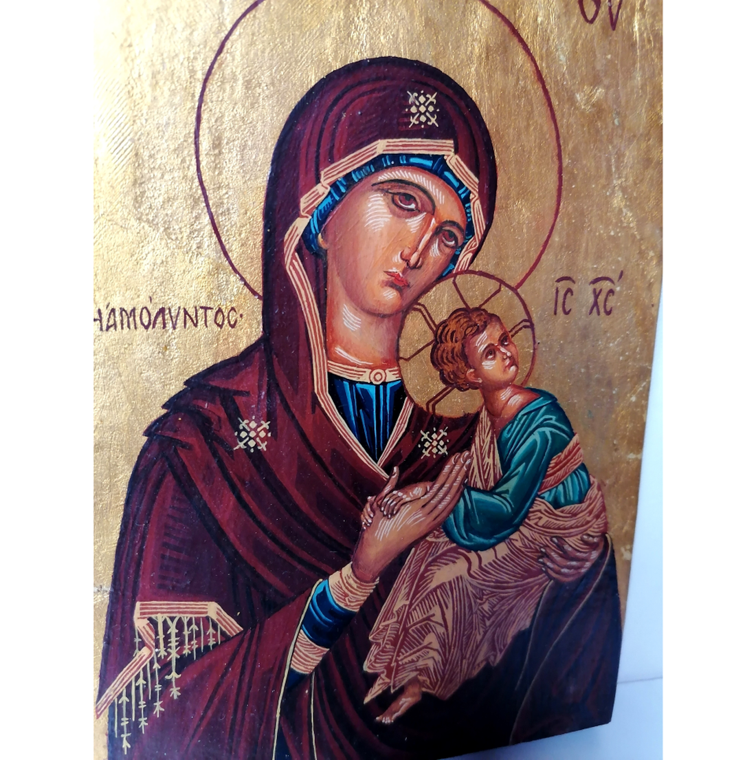 Copie pictată manual a icoanei bizantine Maria, Meteora, Grecia - casă & stil de viață - accesorii religioase - icoane cu sfinți - Artynos.ro