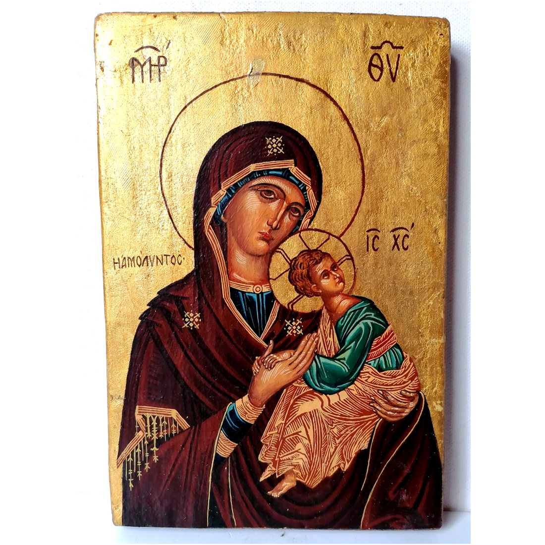 Copie pictată manual a icoanei bizantine Maria, Meteora, Grecia - casă & stil de viață - accesorii religioase - icoane cu sfinți - Artynos.ro