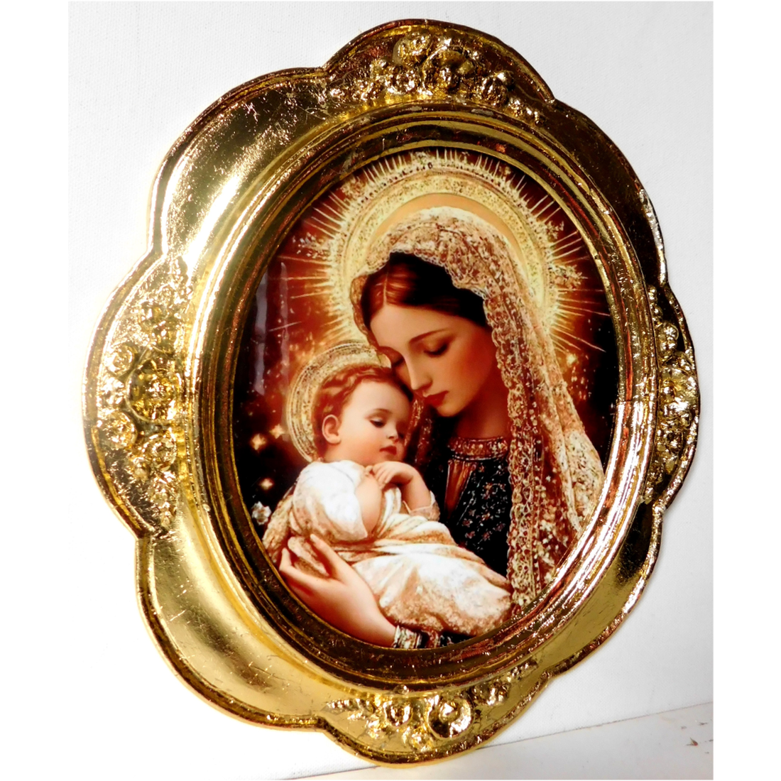 Maria cu pruncul Iisus, imagine de porțelan în ramă antică - casă & stil de viață - accesorii religioase - icoane cu sfinți - Artynos.ro