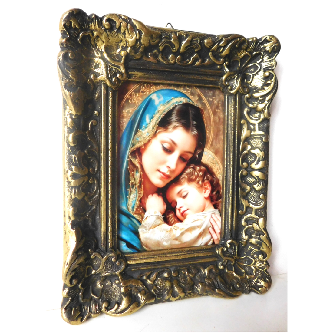 Maria și pruncul Iisus, tablou din porțelan în ramă antică - casă & stil de viață - accesorii religioase - cruce - Artynos.ro