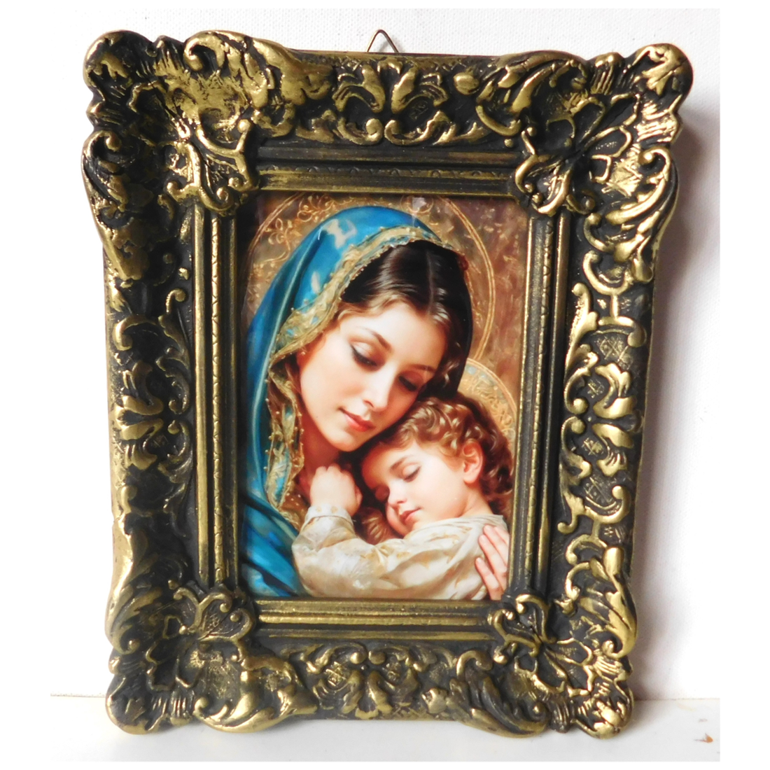 Maria și pruncul Iisus, tablou din porțelan în ramă antică - casă & stil de viață - accesorii religioase - cruce - Artynos.ro