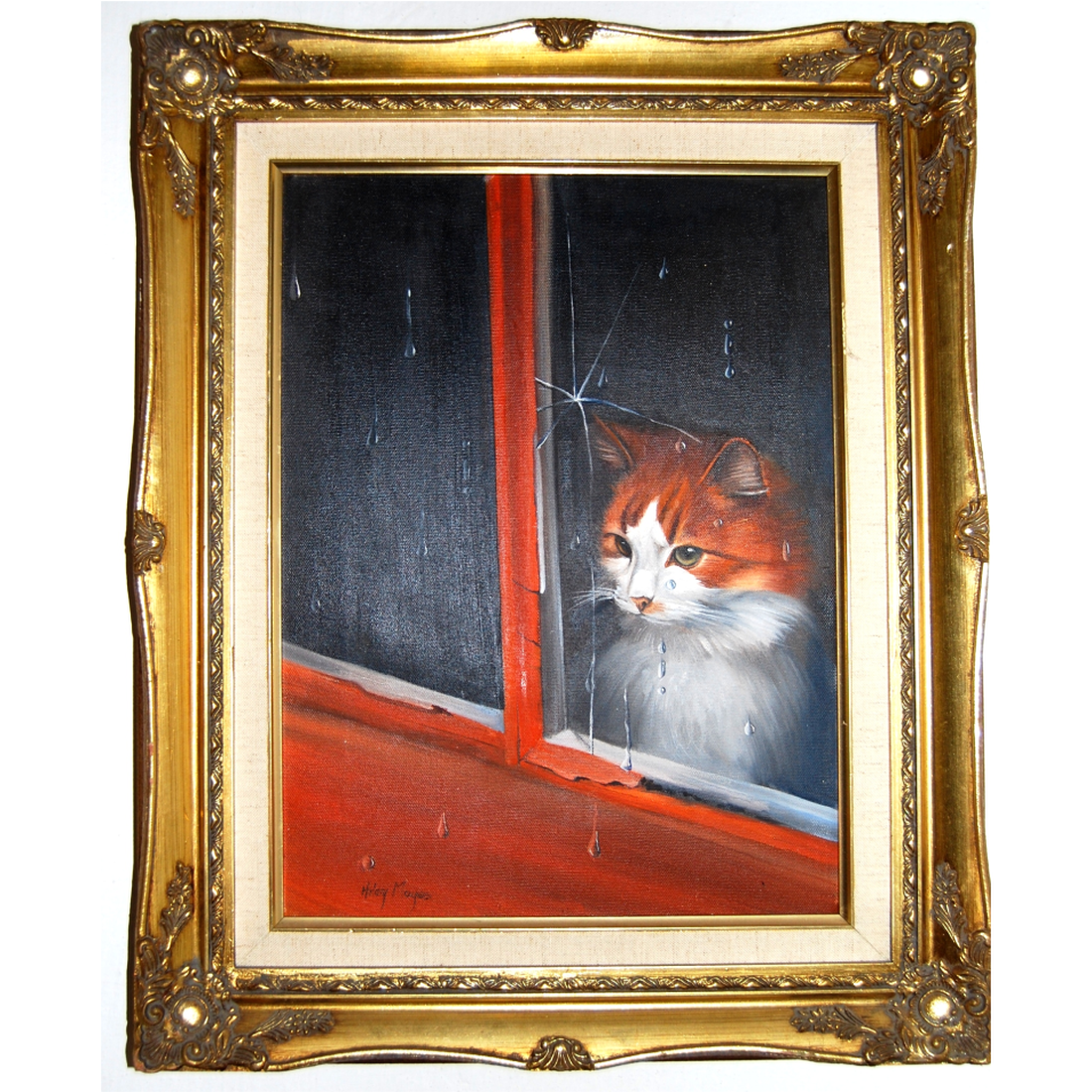 Pisicuță privind pe fereastră, pictură în ulei - arte vizuale și accesorii  - picturi - pictură în ulei - Artynos.ro