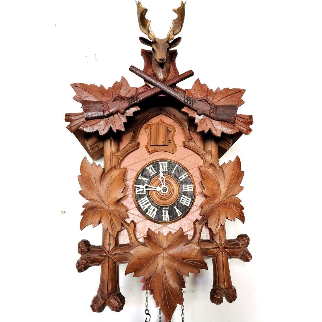 Ceas cu cuc sculptat în Pădurea Neagră cu trofeu de cerb lopătar - casă & stil de viață - decorațiuni de casă - decorațiuni de pereți - ceasuri de perete - Artynos.ro