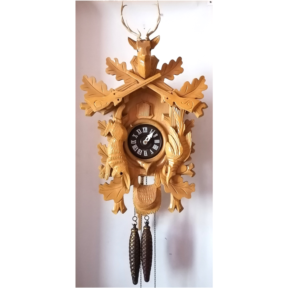 Ceas cu cuc mare sculptat vânător Pădurea Neagră - casă & stil de viață - decorațiuni de casă - decorațiuni de pereți - ceasuri de perete - Artynos.ro