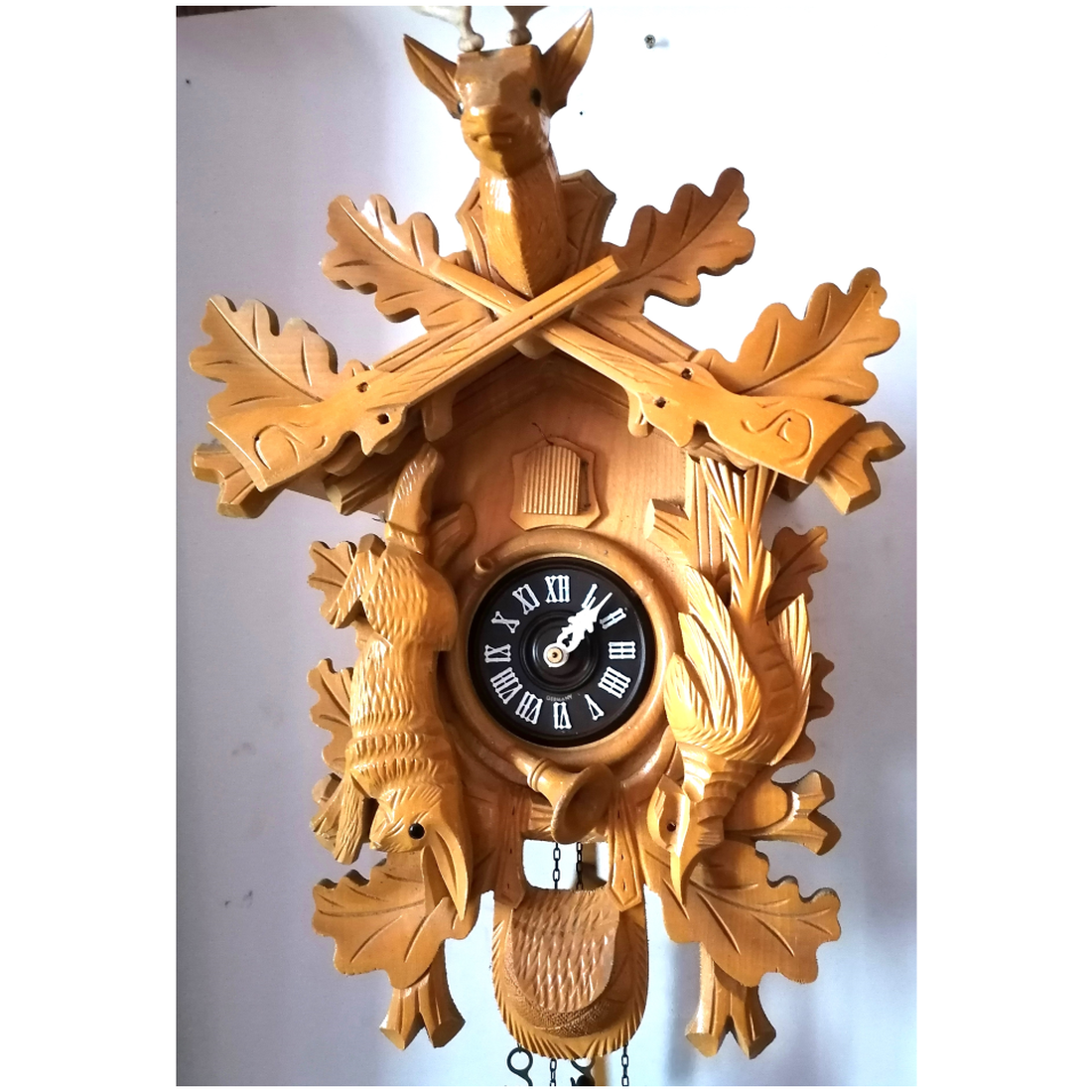 Ceas cu cuc mare sculptat vânător Pădurea Neagră - casă & stil de viață - decorațiuni de casă - decorațiuni de pereți - ceasuri de perete - Artynos.ro