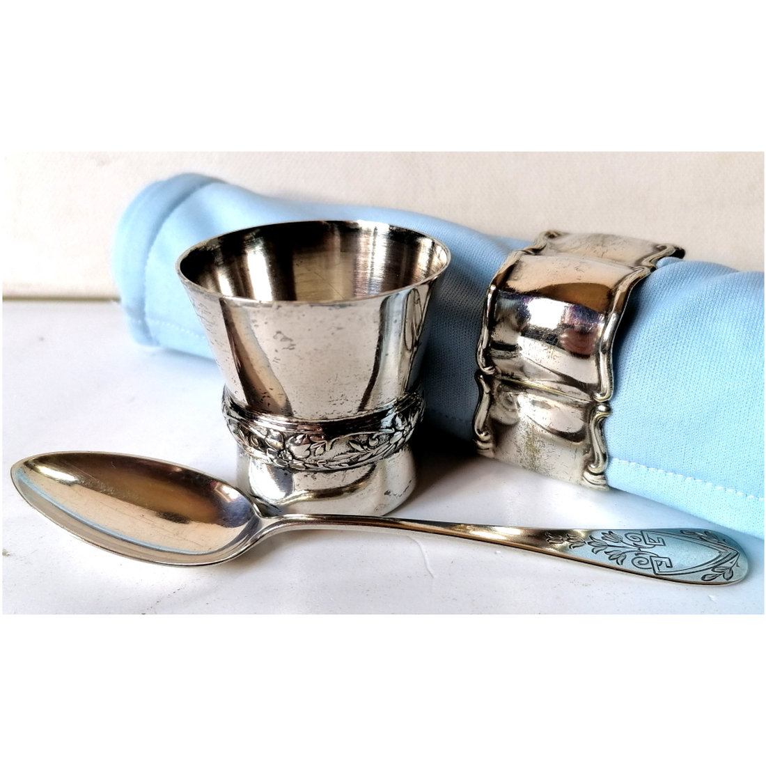 Set de botez vintage din argint și placat cu argint - îmbrăcăminte și modă - haine bebeluși și copii - rochii botez - Artynos.ro