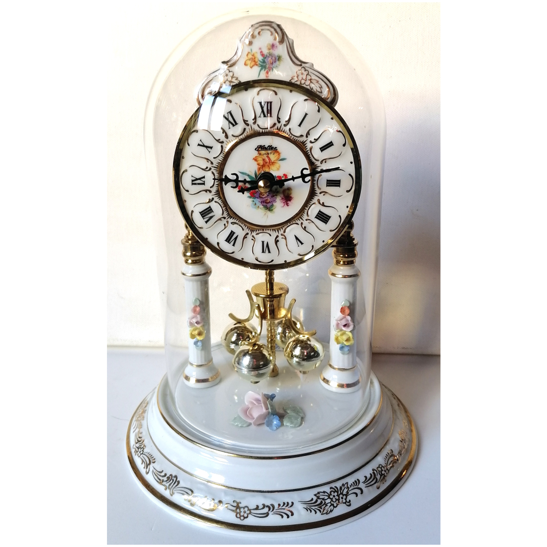 Ceas cu pendul vintage mare din porțelan cu capac de sticlă - casă & stil de viață - decorațiuni de casă - decorațiuni de pereți - ceasuri de perete - Artynos.ro