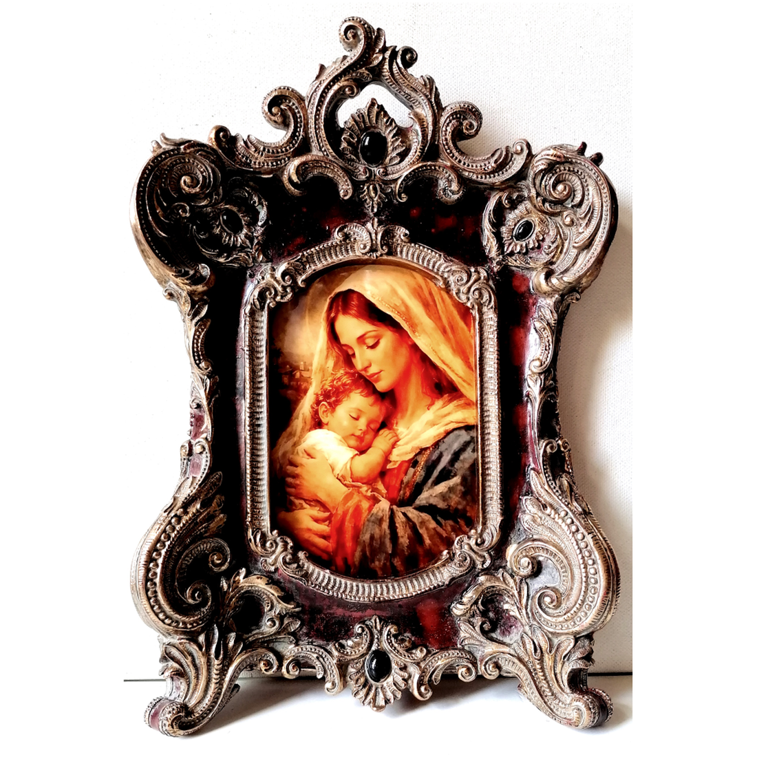 Maria cu pruncul Iisus, imagine din porțelan în ramă barocă - casă & stil de viață - accesorii religioase - icoane cu sfinți - Artynos.ro