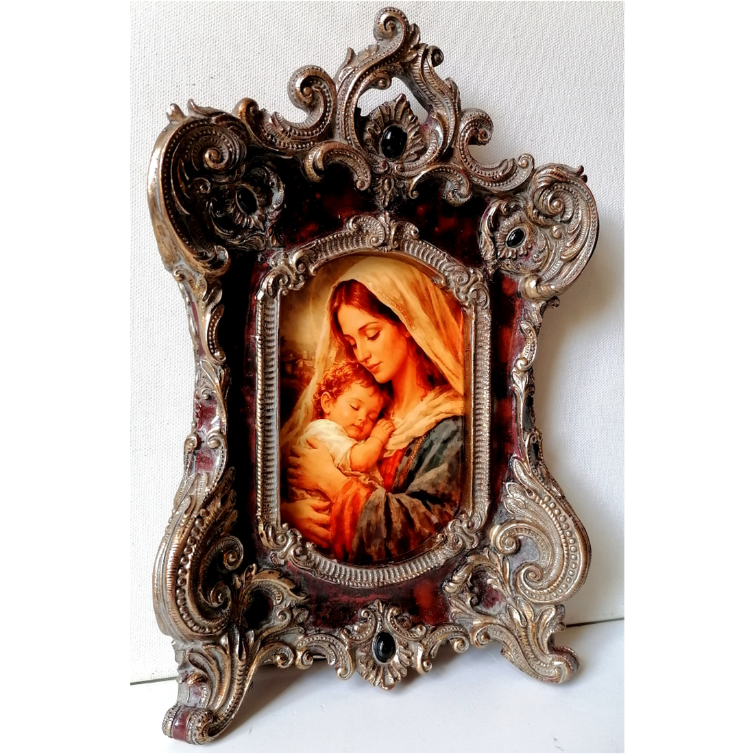 Maria cu pruncul Iisus, imagine din porțelan în ramă barocă - casă & stil de viață - accesorii religioase - icoane cu sfinți - Artynos.ro