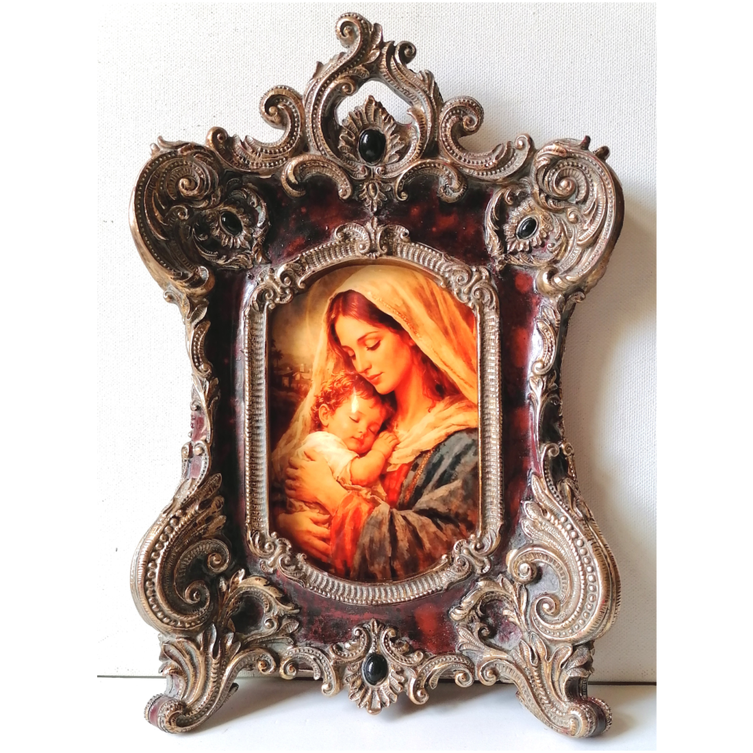 Maria cu pruncul Iisus, imagine din porțelan în ramă barocă - casă & stil de viață - accesorii religioase - icoane cu sfinți - Artynos.ro