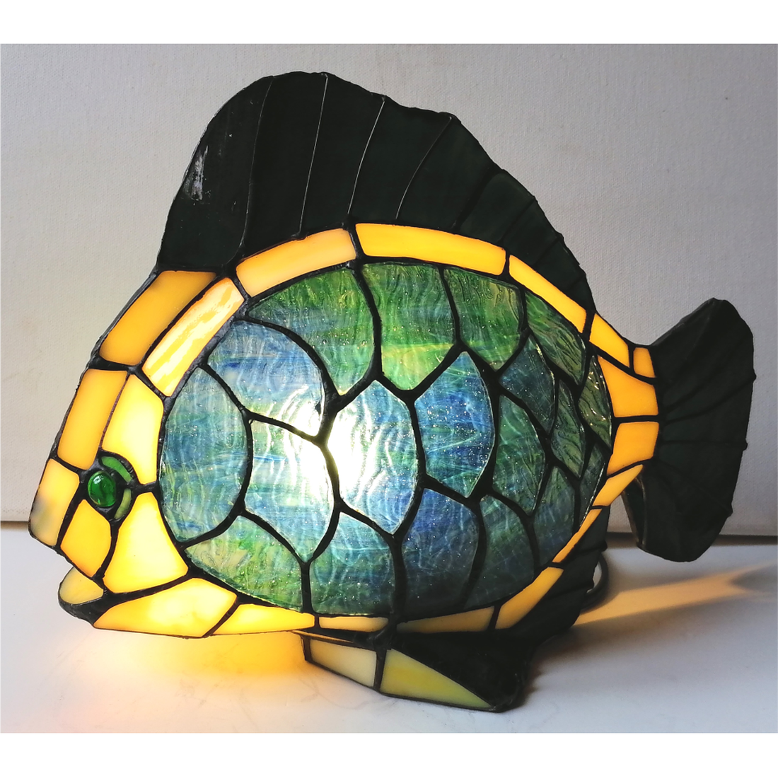 Lampă Tiffany vintage rară în formă de pește de mare - casă & stil de viață - lămpi și corpuri de iluminat - lampă de ambianță - Artynos.ro
