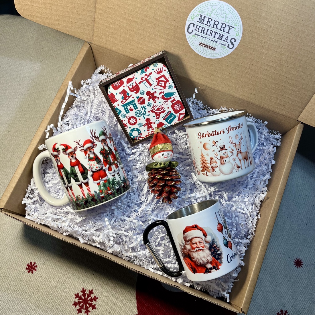 Christmas Box - set cadou pentru familie - accesorii de crăciun - cadou tematic de moș crăciun, decorațiuni - cadouri de moș crăciun - Artynos.ro