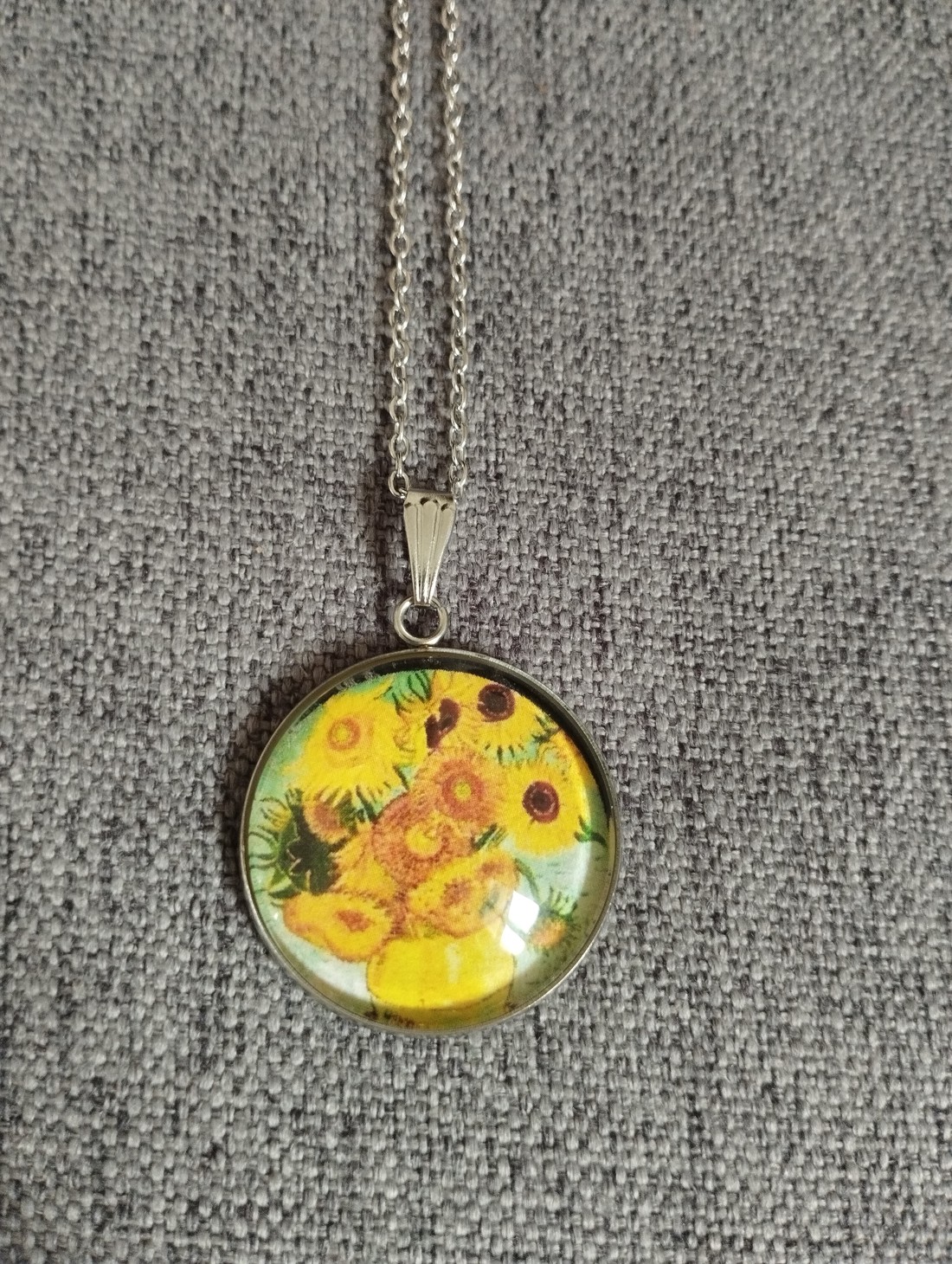Colier din oțel medical cu lentile din sticlă și motiv Van Gogh -  - Artynos.ro