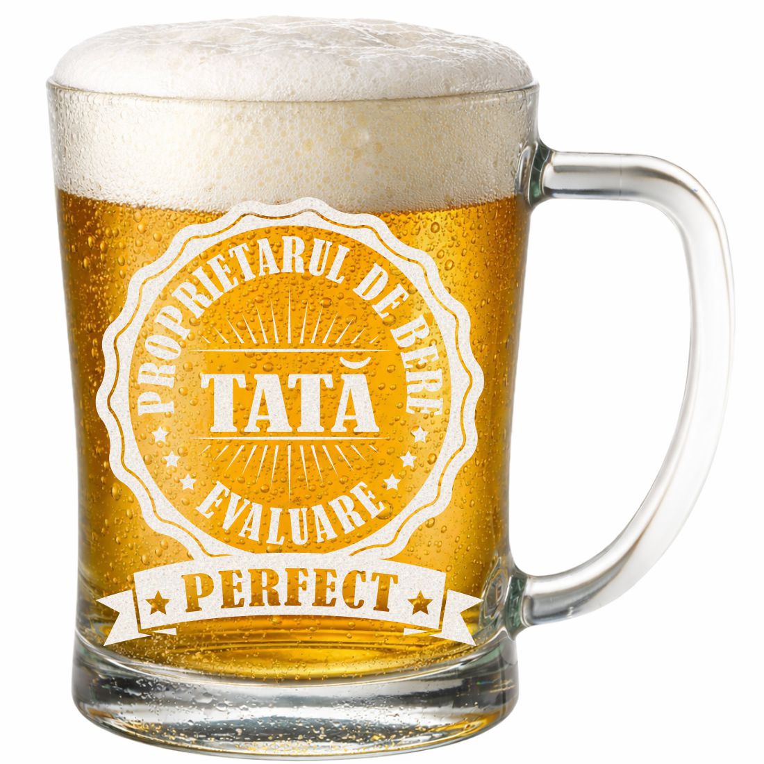 Cană de bere gravată pentru tată - proprietarul de bere Tată evaluare perfect - casă & stil de viață - echipamente de bucătărie - accesorii de servire - halbă de bere - Artynos.ro
