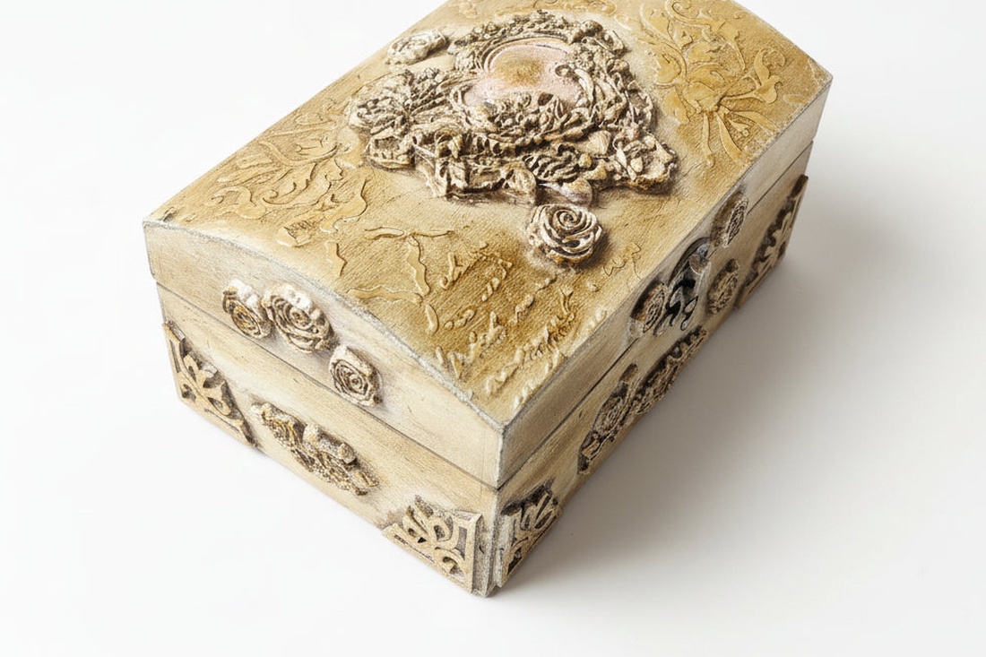 Cutie decorativă Golden Patina - bijuterii - suporturi și cutii de bijuterii - cutii de bijuterii - Artynos.ro