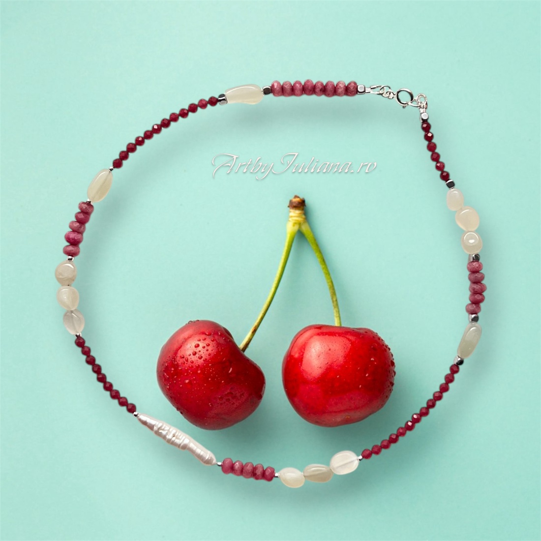 Colier handmade cu pietre semipretioase si argint Timpul cireșelor - bijuterii - coliere - coliere cu mărgele - Artynos.ro Colier handmade cu pietre semipretioase si argint Timpul cireșelor - bijuterii - coliere - coliere cu mărgele - Artynos.ro