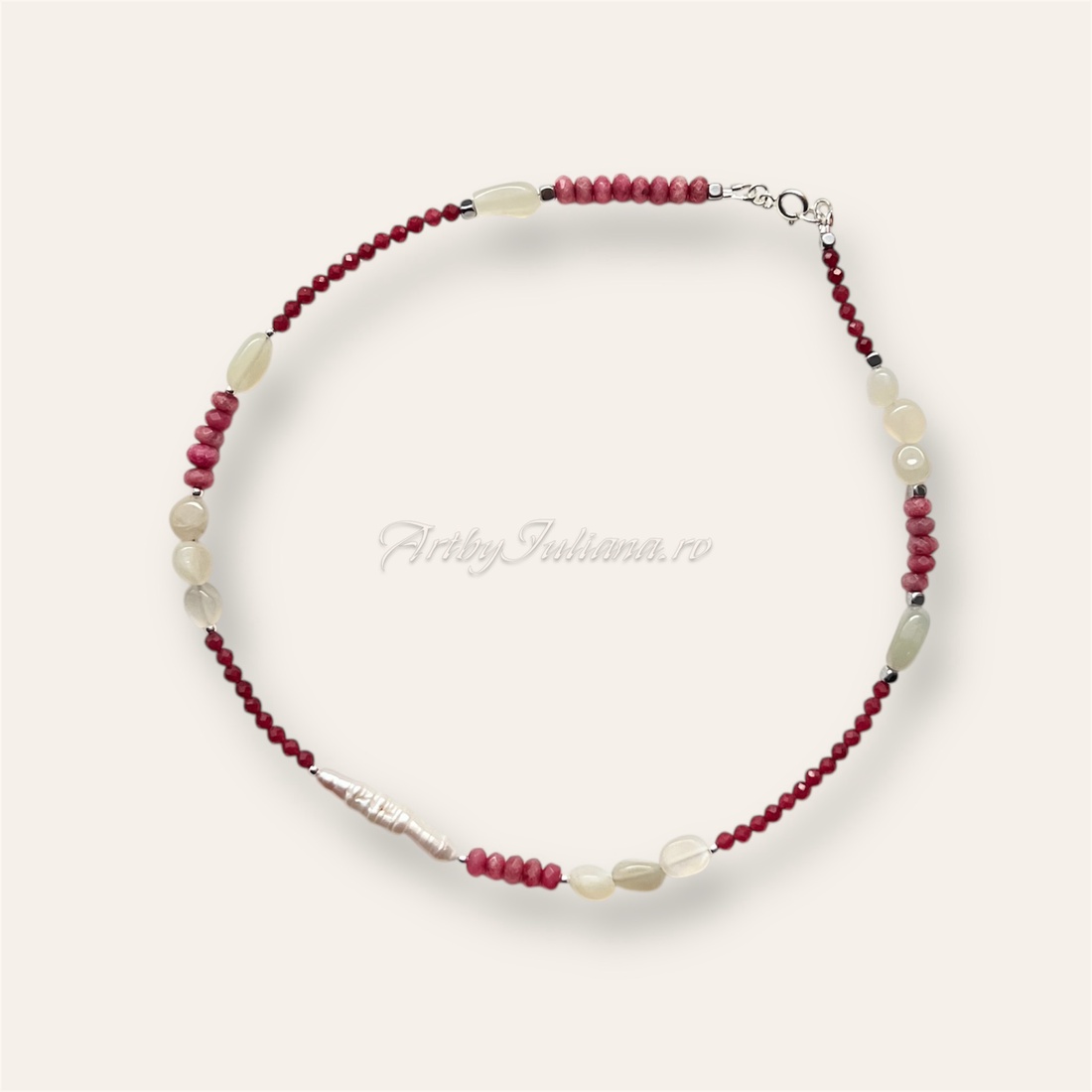 Colier handmade cu pietre semipretioase si argint Timpul cireșelor - bijuterii - coliere - coliere cu mărgele - Artynos.ro Colier handmade cu pietre semipretioase si argint Timpul cireșelor - bijuterii - coliere - coliere cu mărgele - Artynos.ro
