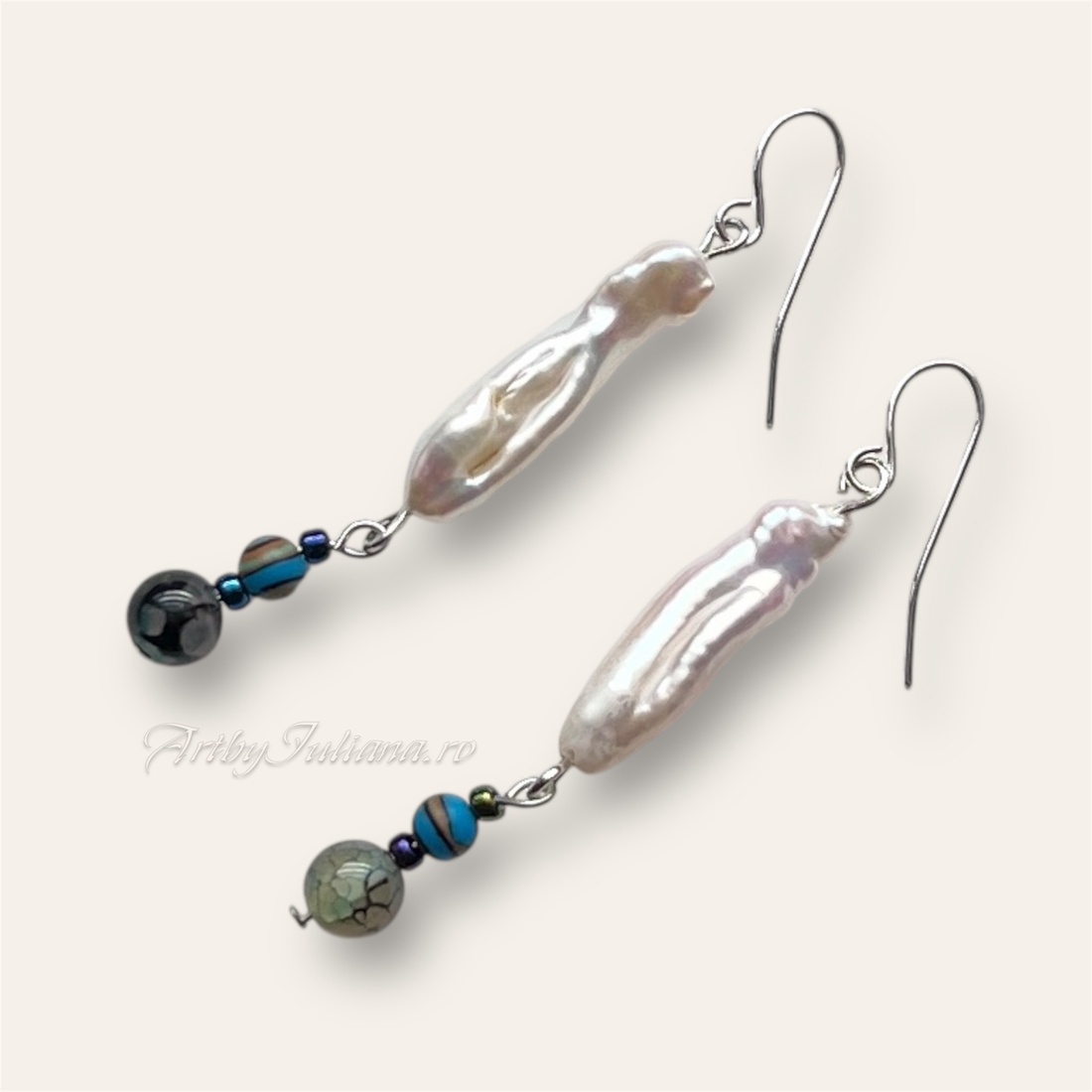 Set (colier, cercei) pietre semiprețioase și perle Valurile mării - bijuterii - seturi de bijuterii - Artynos.ro Set (colier, cercei) pietre semiprețioase și perle Valurile mării - bijuterii - seturi de bijuterii - Artynos.ro
