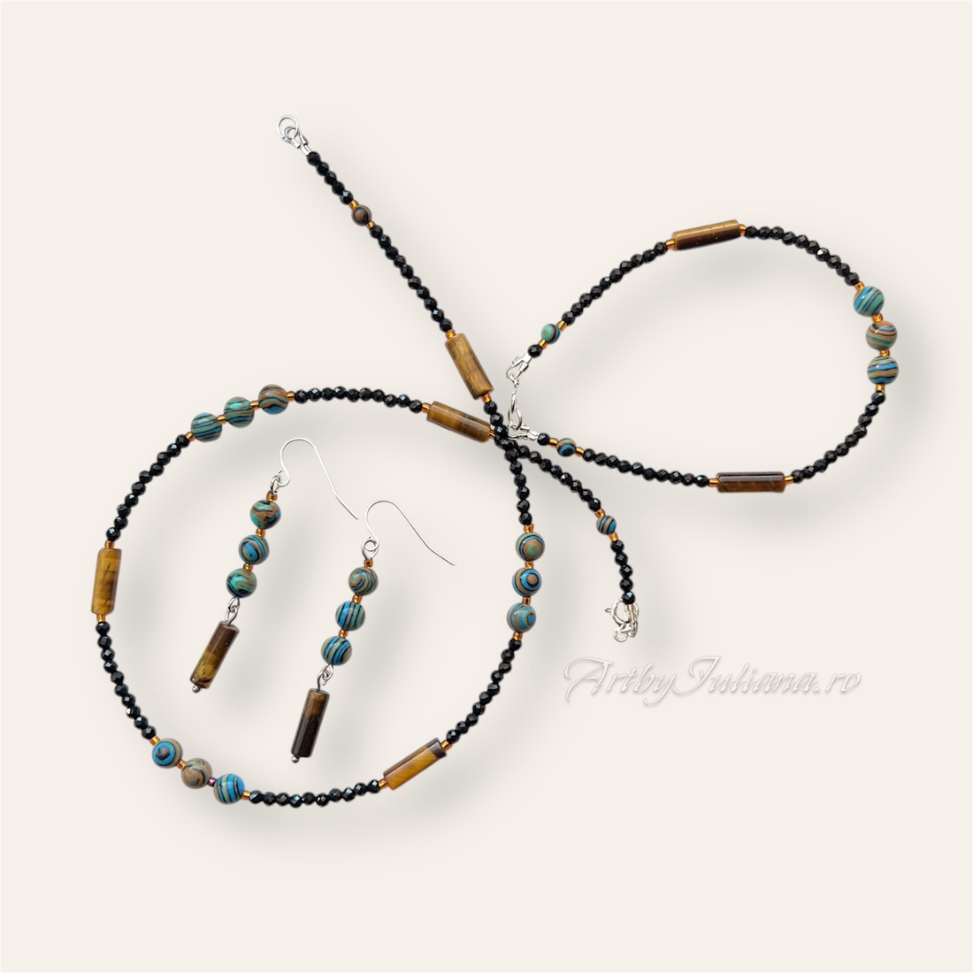 Set (colier, bratara, cercei) pietre semiprețioase și argint Cerul și pământul - bijuterii - seturi de bijuterii - Artynos.ro Set (colier, bratara, cercei) pietre semiprețioase și argint Cerul și pământul - bijuterii - seturi de bijuterii - Artynos.ro