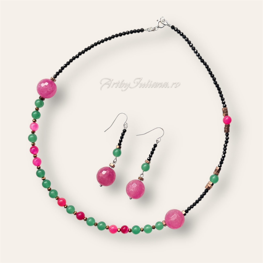 Set (colier, cercei) pietre semiprețioase și argint Grădina secretă - bijuterii - seturi de bijuterii - Artynos.ro Set (colier, cercei) pietre semiprețioase și argint Grădina secretă - bijuterii - seturi de bijuterii - Artynos.ro