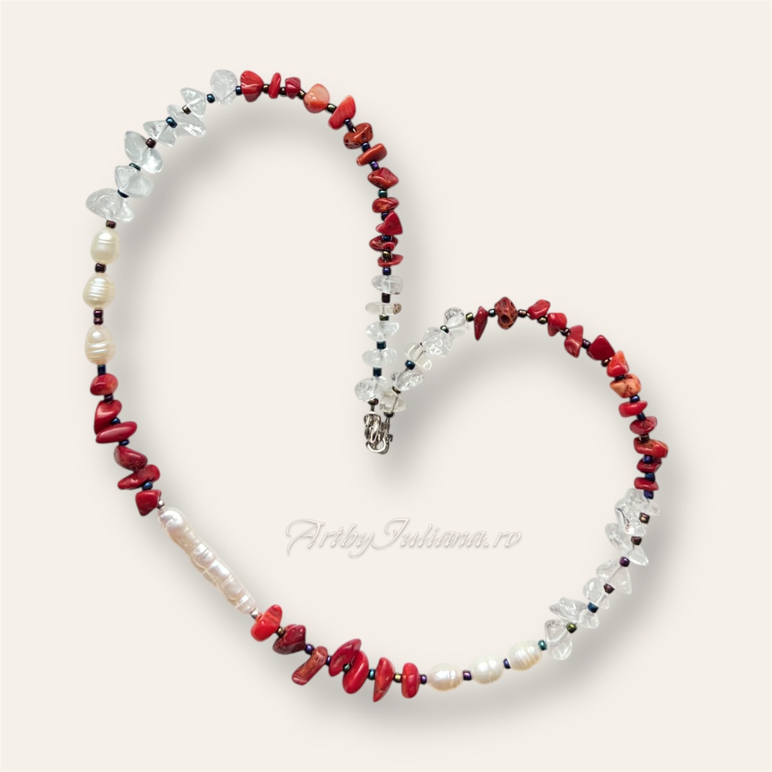 Colier handmade cu pietre semipretioase si argint Comoara din mare - bijuterii - coliere - coliere cu mărgele - Artynos.ro