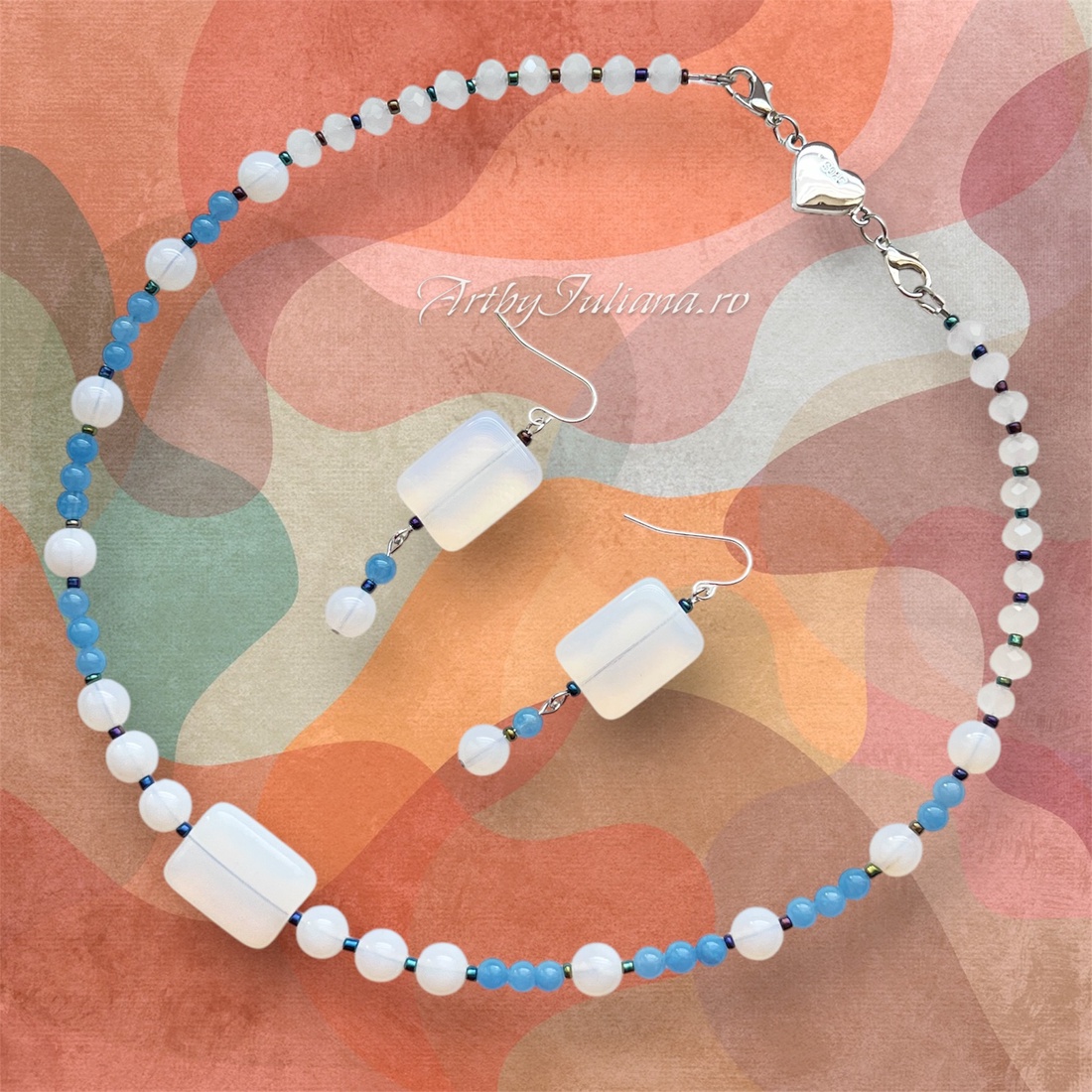 Colier handmade cu pietre semipretioase si argint Cer de vară - bijuterii - seturi de bijuterii - Artynos.ro Colier handmade cu pietre semipretioase si argint Cer de vară - bijuterii - seturi de bijuterii - Artynos.ro