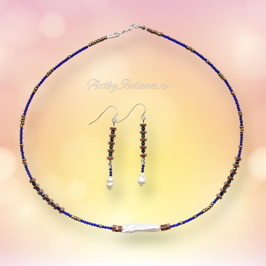 Set (colier, cercei) pietre semiprețioase și argint Albastru imperial - bijuterii - seturi de bijuterii - Artynos.ro Set (colier, cercei) pietre semiprețioase și argint Albastru imperial - bijuterii - seturi de bijuterii - Artynos.ro