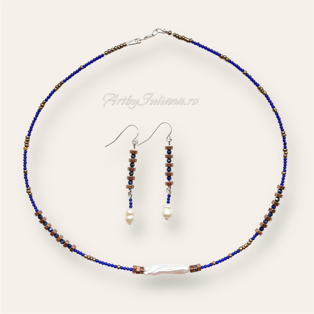 Set (colier, cercei) pietre semiprețioase și argint Albastru imperial - bijuterii - seturi de bijuterii - Artynos.ro Set (colier, cercei) pietre semiprețioase și argint Albastru imperial - bijuterii - seturi de bijuterii - Artynos.ro