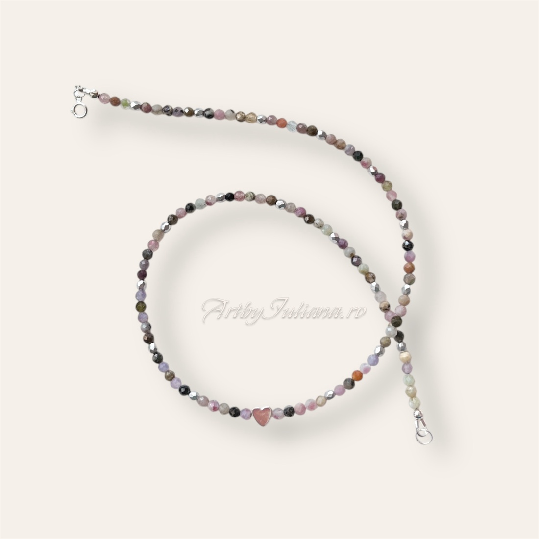 Colier handmade cu pietre semipretioase si argint Inimioară - bijuterii - coliere - coliere cu mărgele - Artynos.ro Colier handmade cu pietre semipretioase si argint Inimioară - bijuterii - coliere - coliere cu mărgele - Artynos.ro