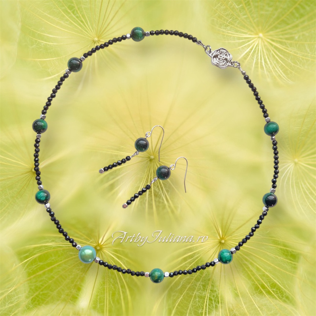 Set (colier, cercei) pietre semiprețioase și argint Verde de Paris - bijuterii - seturi de bijuterii - Artynos.ro Set (colier, cercei) pietre semiprețioase și argint Verde de Paris - bijuterii - seturi de bijuterii - Artynos.ro
