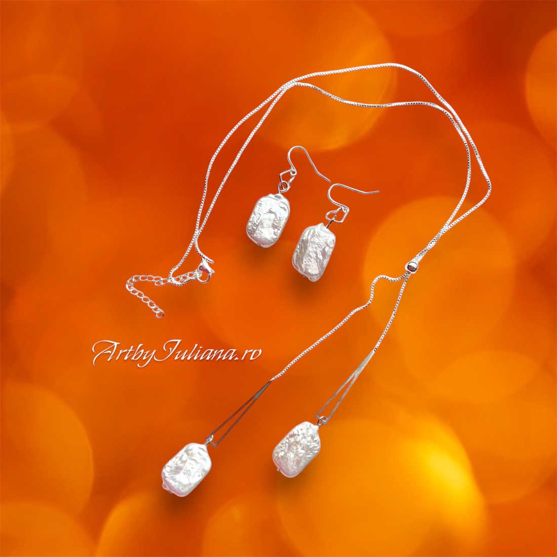 Set handmade cu argint 925 si perle baroc Alb pur - accesorii nuntă - bijuterii mireasă - set bijuterii de mireasă - Artynos.ro Set handmade cu argint 925 si perle baroc Alb pur - accesorii nuntă - bijuterii mireasă - set bijuterii de mireasă - Artynos.ro