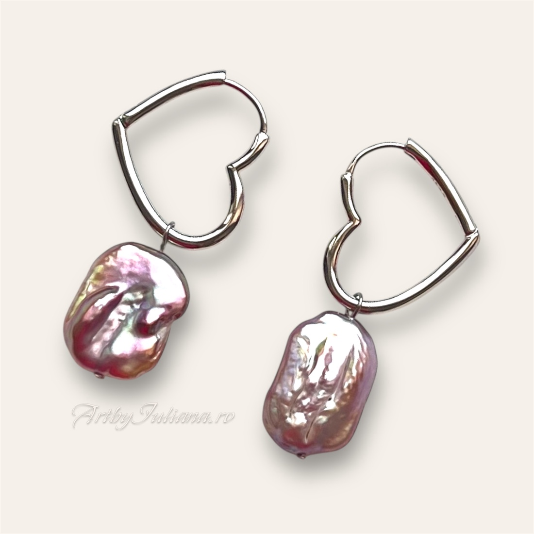 Set handmade argint 925, perle baroc și pietre semiprețioase Inima verii - bijuterii - seturi de bijuterii - Artynos.ro