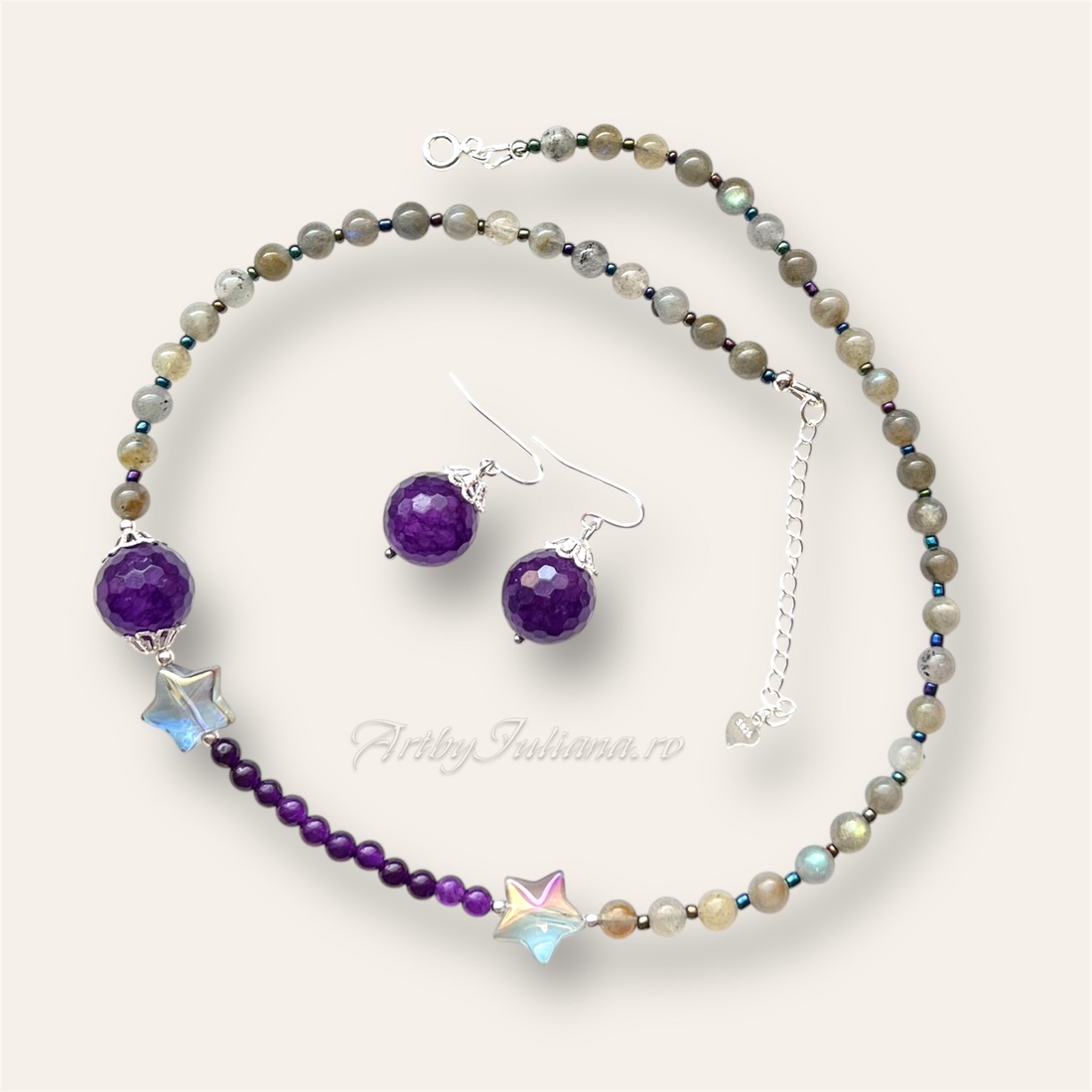Set (colier, cercei) pietre semiprețioase și argint Solstițiu de vară - bijuterii - seturi de bijuterii - Artynos.ro Set (colier, cercei) pietre semiprețioase și argint Solstițiu de vară - bijuterii - seturi de bijuterii - Artynos.ro