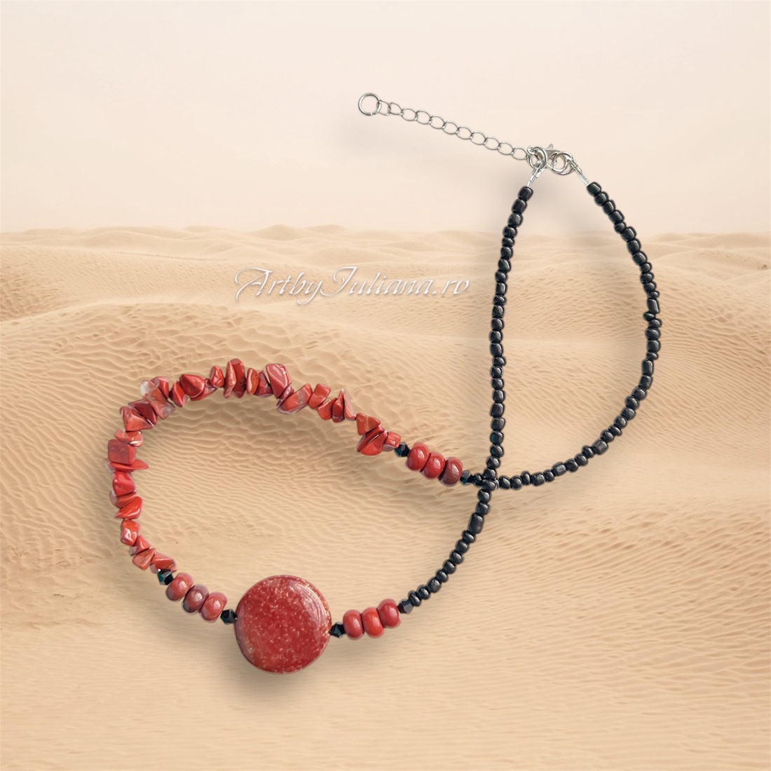 Colier handmade cu pietre semipretioase Doamnă chic - bijuterii - coliere - coliere cu mărgele - Artynos.ro