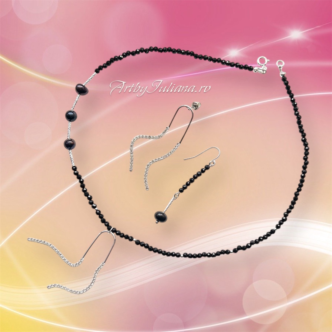 Set pietre semiprețioase și argint Petrecere târzie de noapte - bijuterii - seturi de bijuterii - Artynos.ro