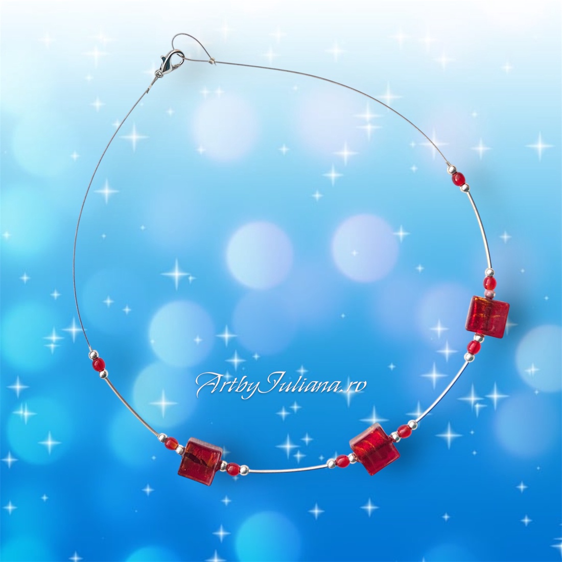 Colier handmade cu sticlă Murano Amintiri din Murano - bijuterii - coliere - coliere din mărgele - Artynos.ro Colier handmade cu sticlă Murano Amintiri din Murano - bijuterii - coliere - coliere din mărgele - Artynos.ro