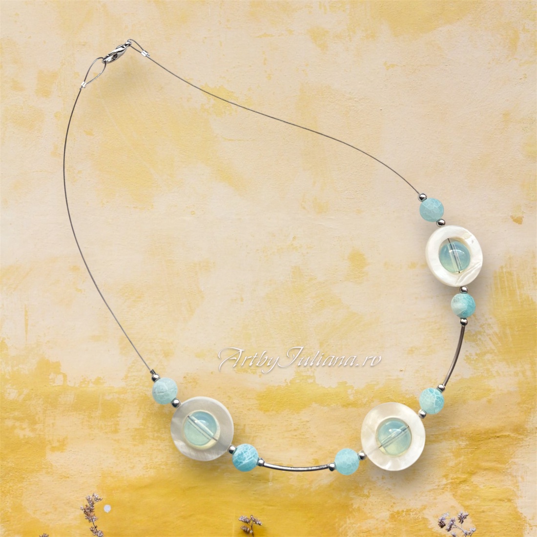 Colier pietre semipretioase Înghețat în timp - bijuterii - coliere - coliere din mărgele - Artynos.ro