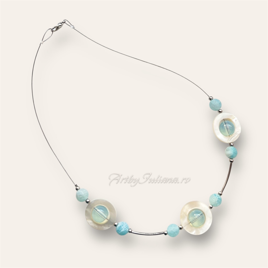 Colier pietre semipretioase Înghețat în timp - bijuterii - coliere - coliere din mărgele - Artynos.ro