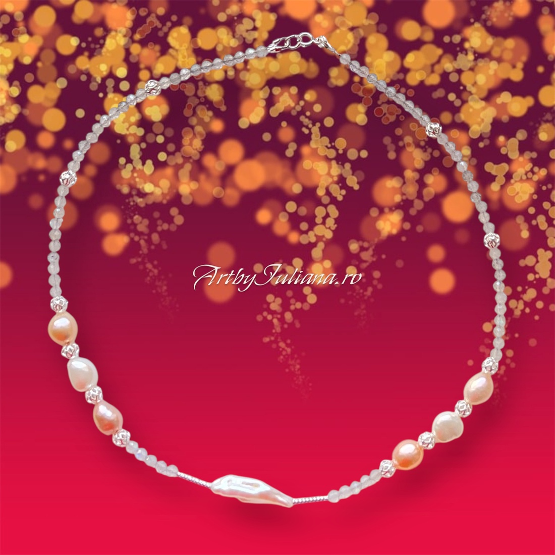 Colier handmade cu argint si perle Vis de toamnă - bijuterii - coliere - coliere din mărgele - Artynos.ro Colier handmade cu argint si perle Vis de toamnă - bijuterii - coliere - coliere din mărgele - Artynos.ro