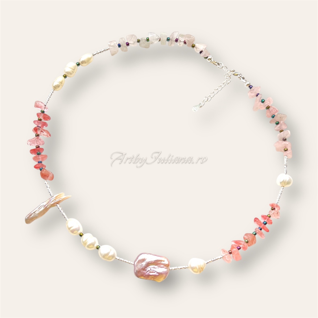 Colier handmade cu argint și pietre semipretioase Delicatețe - bijuterii - coliere - coliere din mărgele - Artynos.ro Colier handmade cu argint și pietre semipretioase Delicatețe - bijuterii - coliere - coliere din mărgele - Artynos.ro