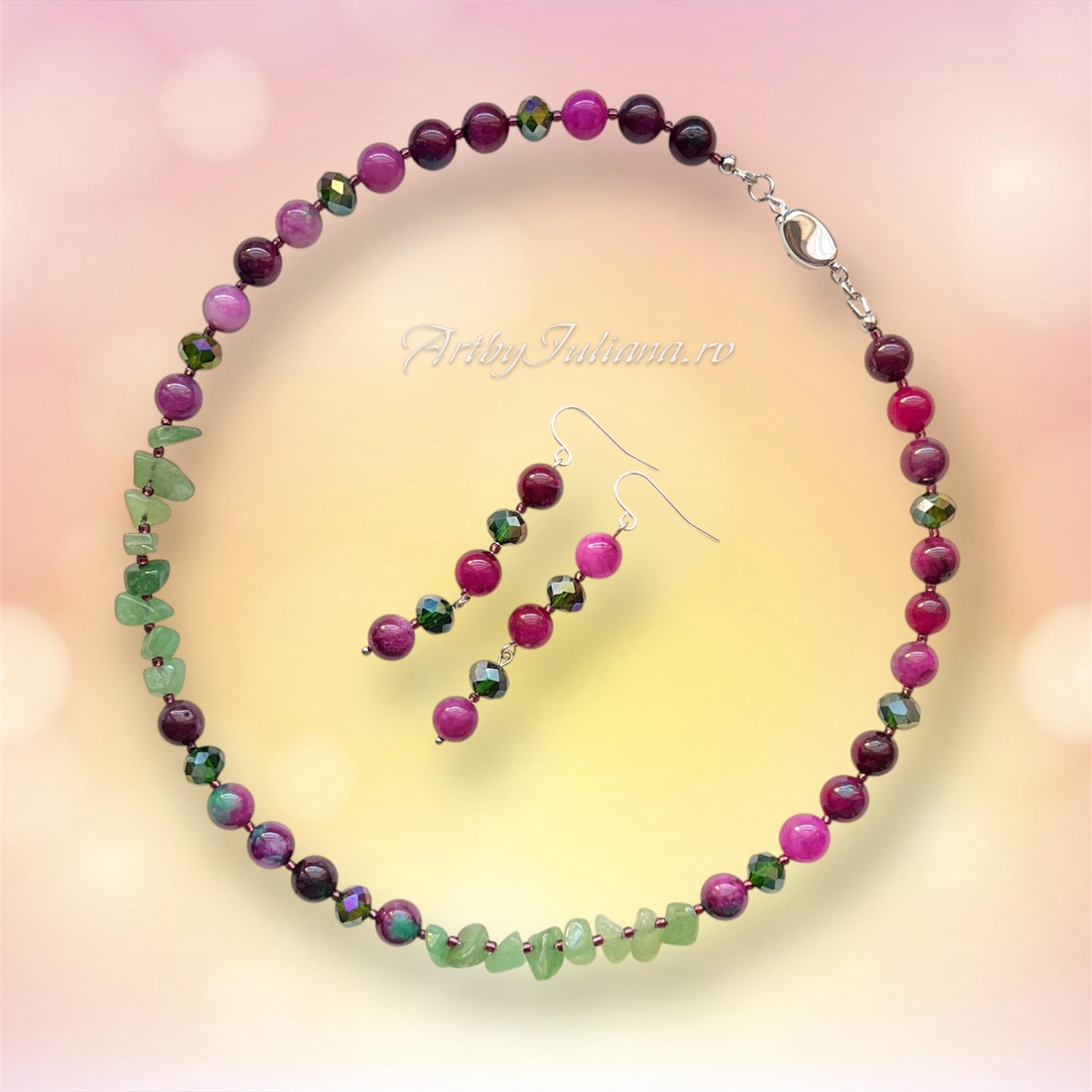 Set handmade cu pietre semipretioase Grădina Edenului - bijuterii - seturi de bijuterii - Artynos.ro Set handmade cu pietre semipretioase Grădina Edenului - bijuterii - seturi de bijuterii - Artynos.ro