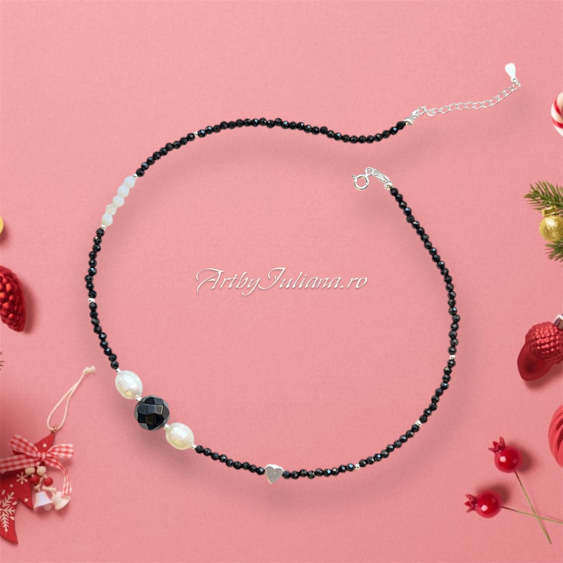 Colier handmade argint și pietre semiprețioase Fantezie monocrom - bijuterii - coliere - coliere din mărgele - Artynos.ro Colier handmade argint și pietre semiprețioase Fantezie monocrom - bijuterii - coliere - coliere din mărgele - Artynos.ro