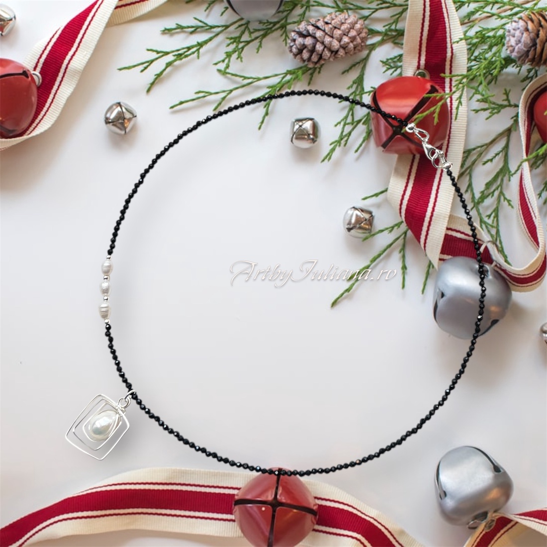 Colier handmade argint și perle Spirală delicată - bijuterii - coliere - coliere din pietre semiprețioase - Artynos.ro