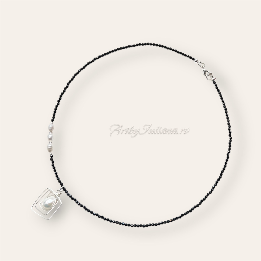 Colier handmade argint și perle Spirală delicată - bijuterii - coliere - coliere din pietre semiprețioase - Artynos.ro