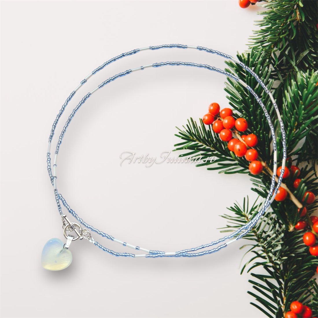 Colier handmade Inimă înghețată - bijuterii - coliere - coliere din pietre semiprețioase - Artynos.ro