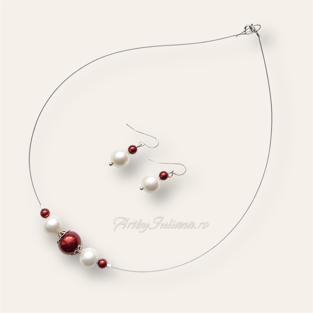 Set argint cu perle Vine Craciunul - bijuterii - seturi de bijuterii - Artynos.ro