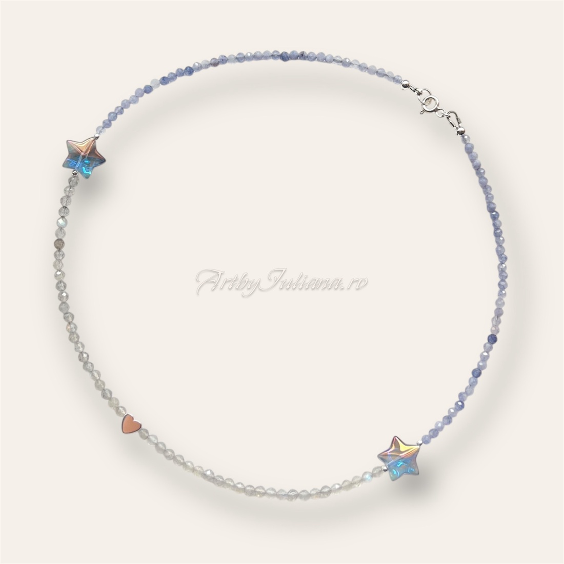 Colier handmade cu argint și pietre semiprețioase Fulgi de nea - bijuterii - coliere - coliere din pietre semiprețioase - Artynos.ro