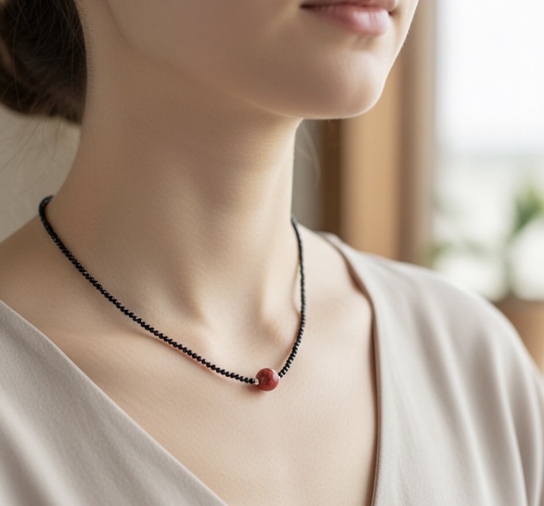 Colier handmade cu argint si pietre semipretioase Sclipire roșie - bijuterii - coliere - coliere din pietre semiprețioase - Artynos.ro