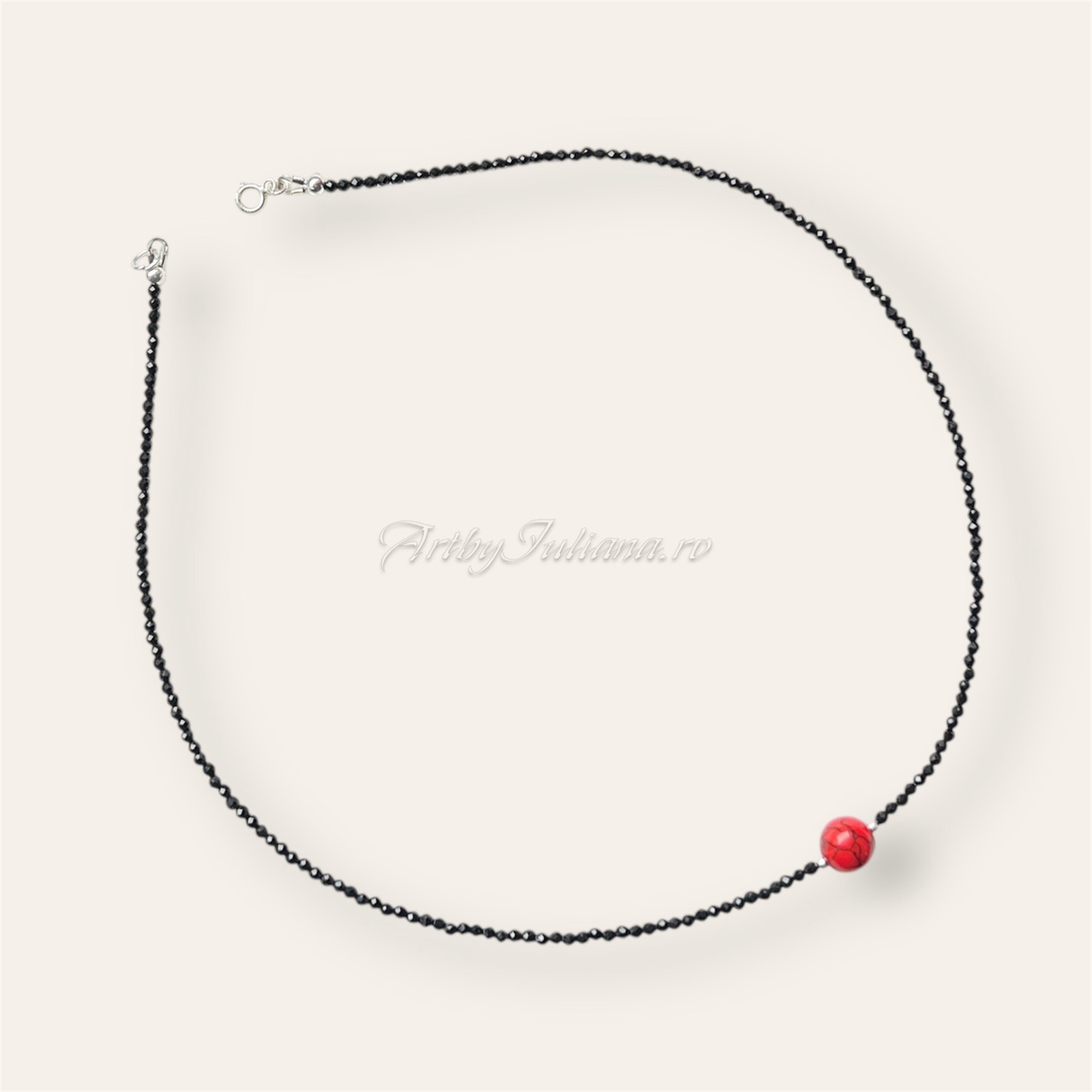 Colier handmade cu argint si pietre semipretioase Sclipire roșie - bijuterii - coliere - coliere din pietre semiprețioase - Artynos.ro