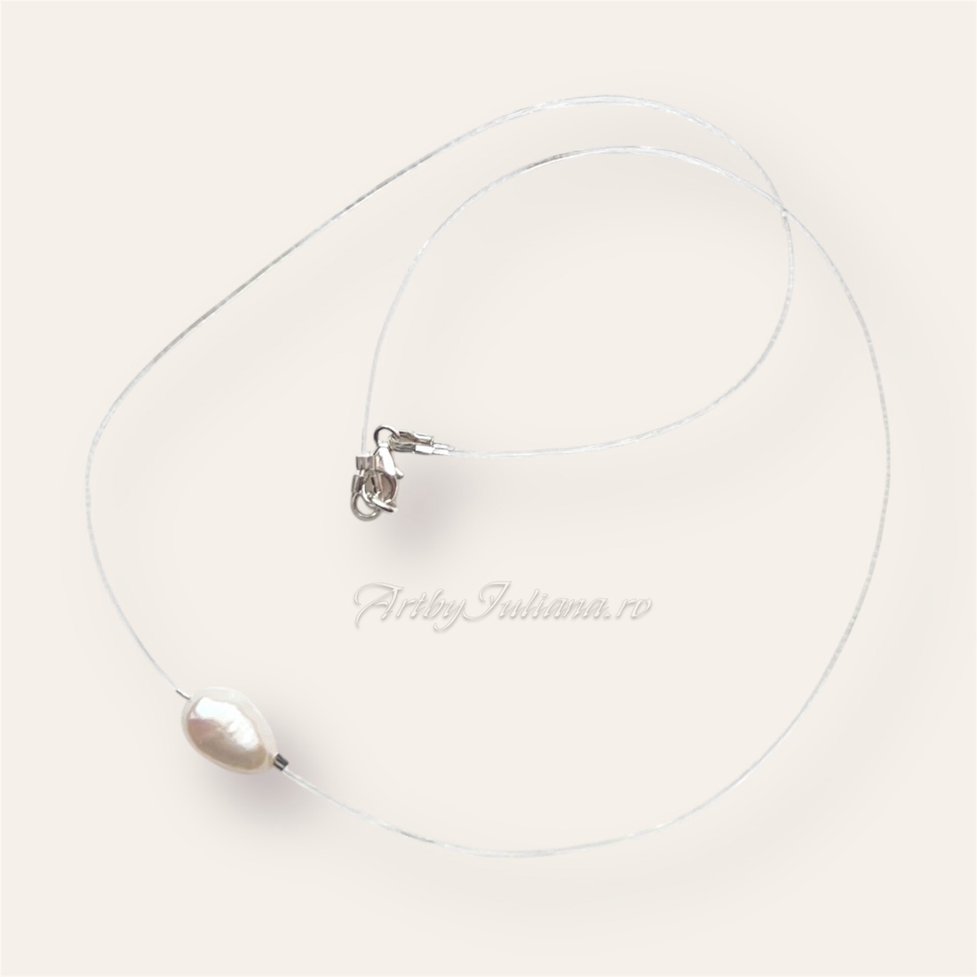 Colier pe fir invizibil Perlă plutitoare - bijuterii - coliere - coliere din perle - Artynos.ro
